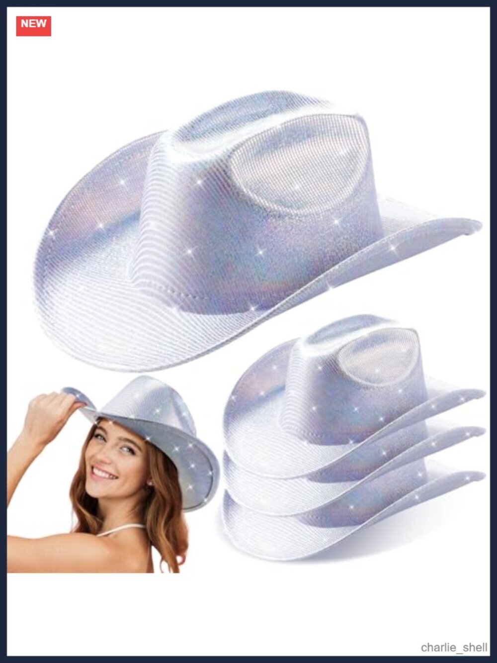 4 Pcs Sequin Glitter Cowboy Hats Western Party Costume Accessories